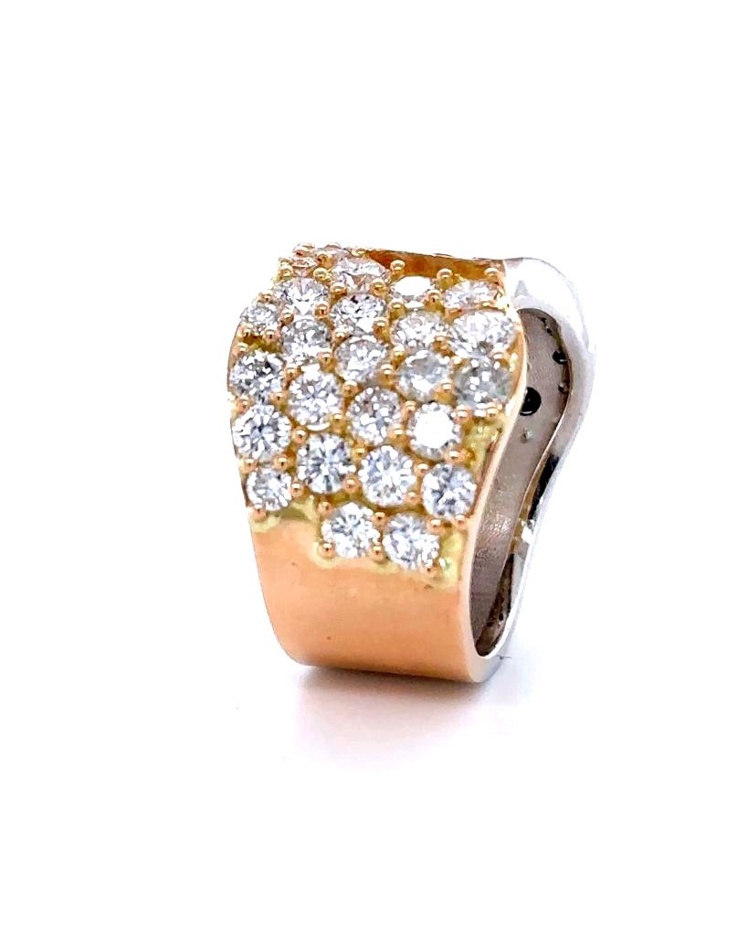 Bague Bicolore 18 Kt, Ornée de Diamants Blancs et Noirs-photo-3
