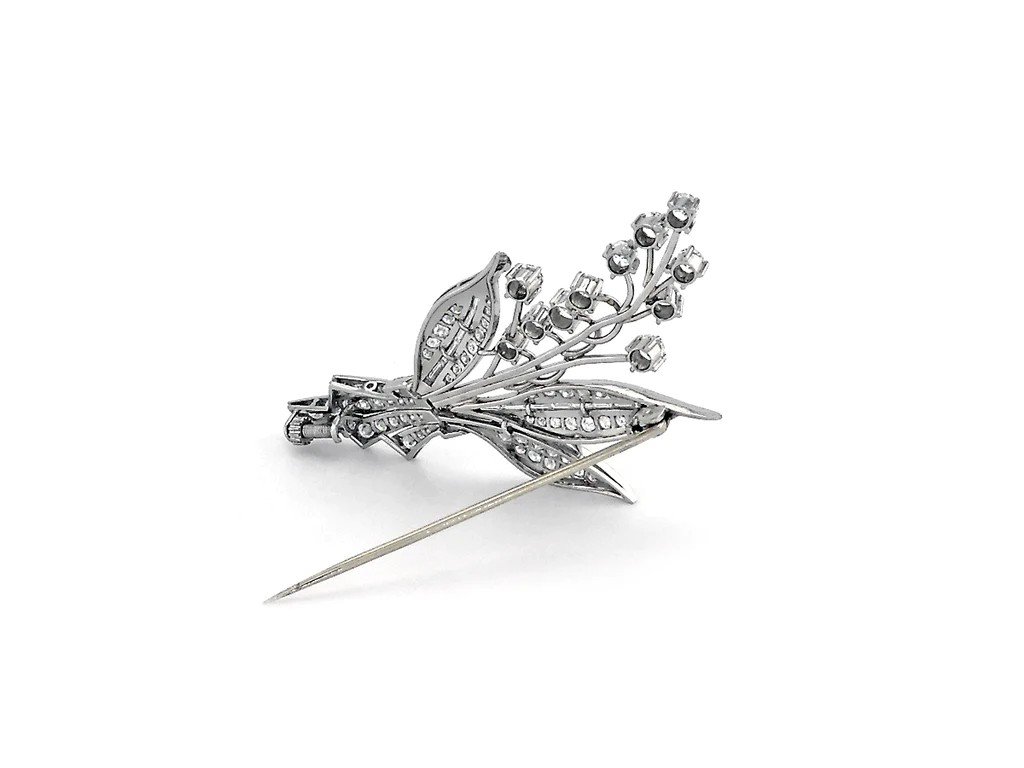 "vintage Platinum Brooch With Diamond"-photo-4