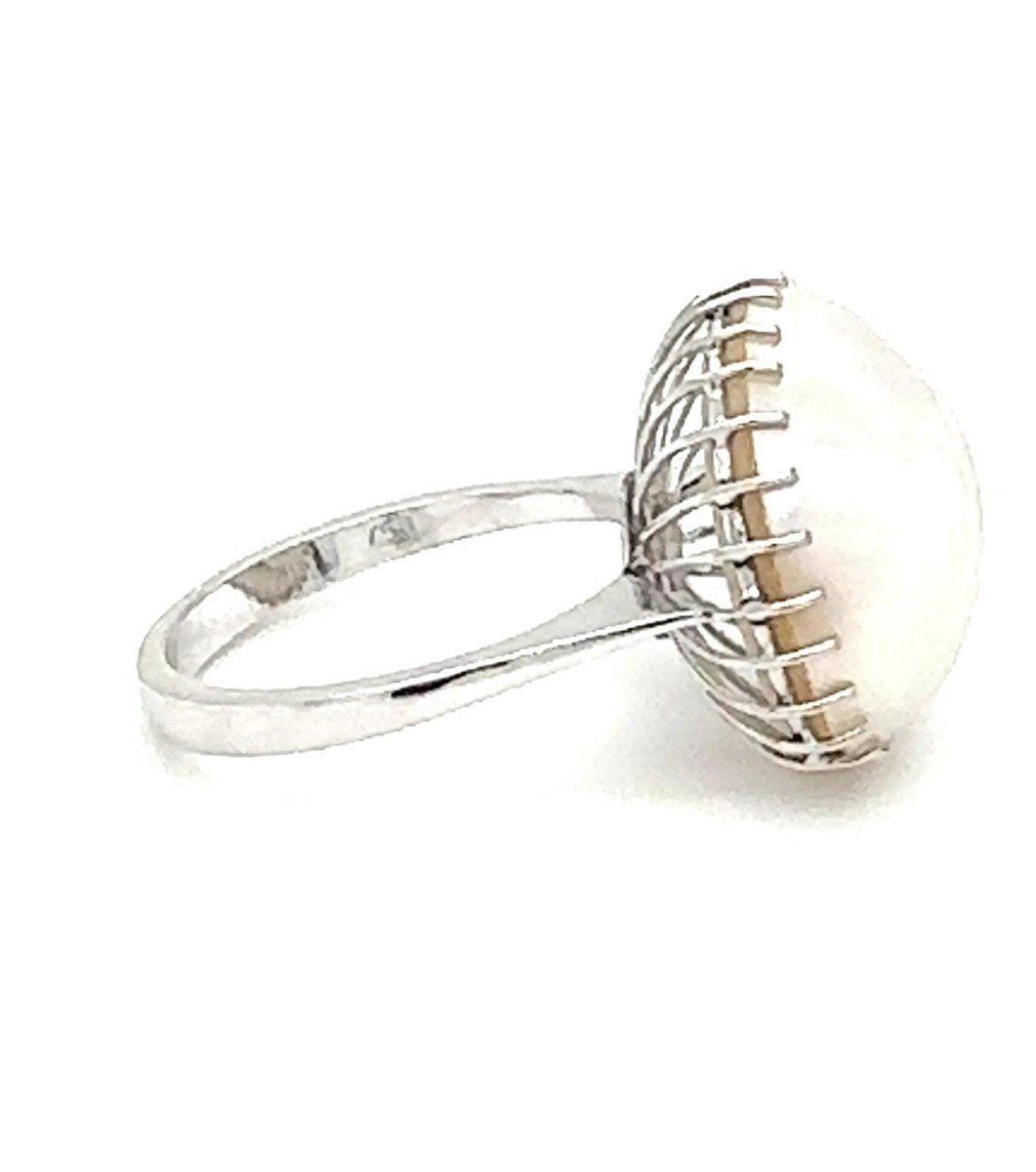 Bague Vintage avec Perle en Or Blanc 18kt-photo-3