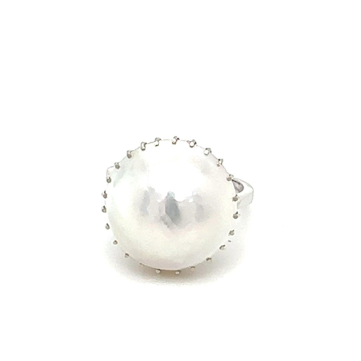 Bague Vintage avec Perle en Or Blanc 18kt