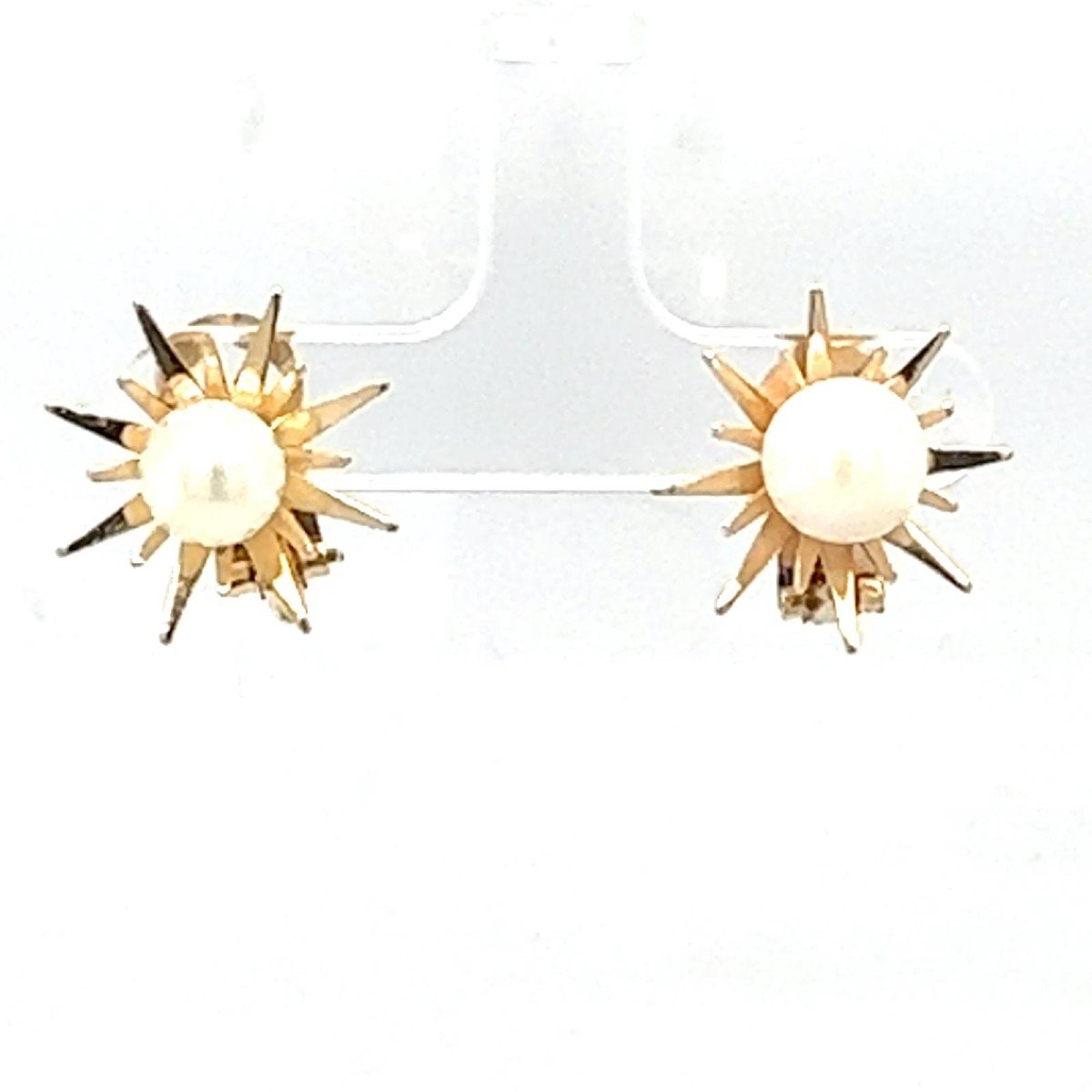 Vintage 18 Kt Yellow Gold Pearl Earrings