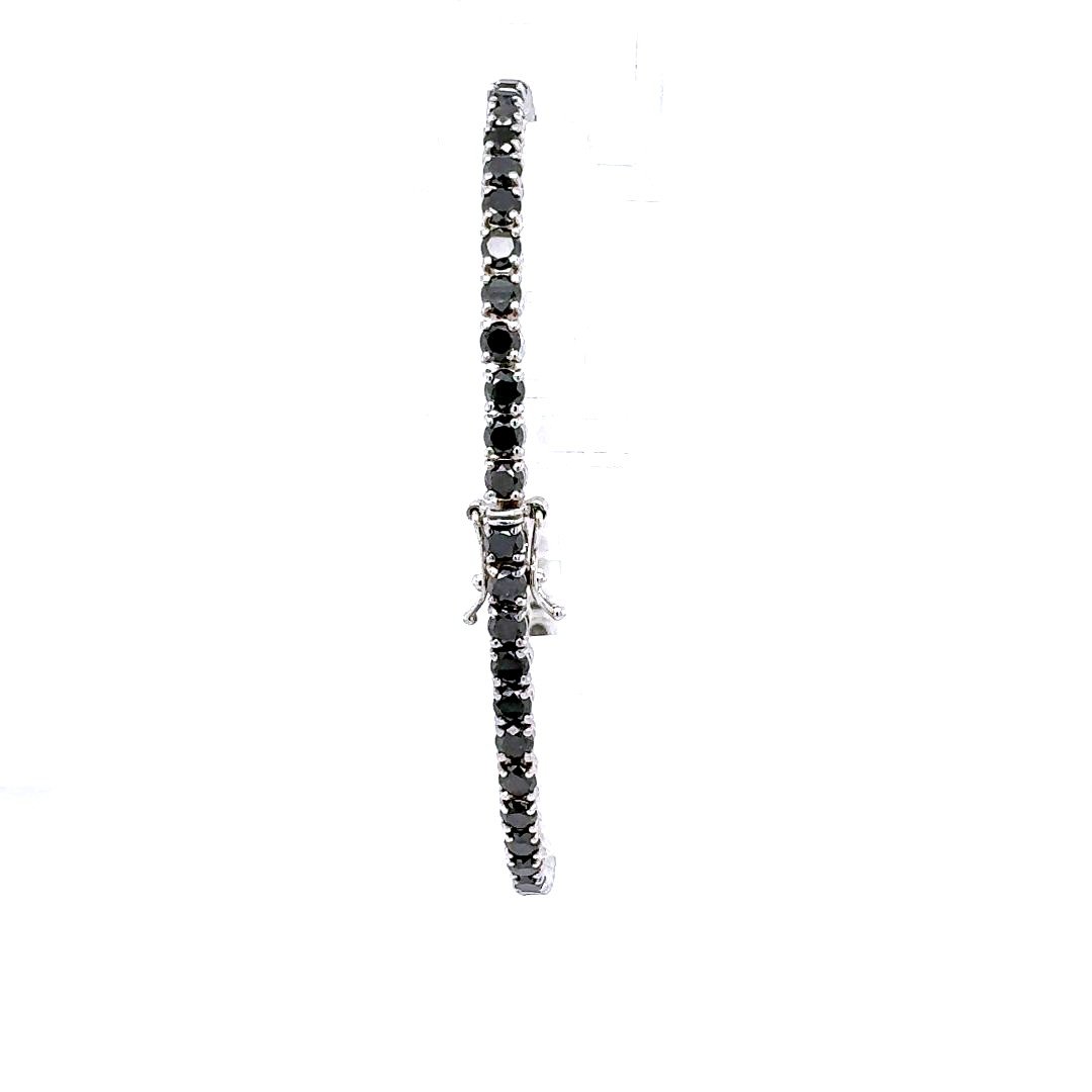 Bracelet En Or Blanc 18kt Serti De Diamants Noirs-photo-3