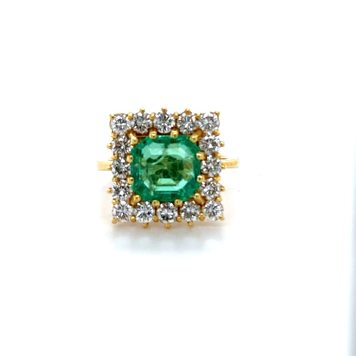 Ring Yellow Gold Emerald & Diamond 