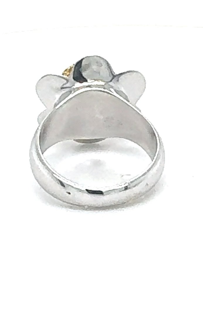 Bague Or Blanc avec Diamants Blancs  &  Saphir Jaune-photo-4