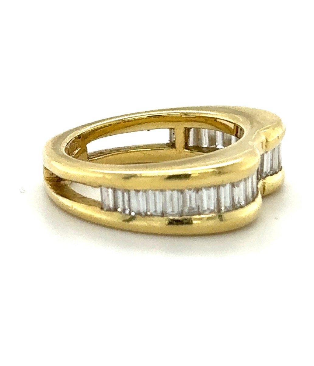 "Bague Or Jaune avec Baguettes de Diamants"-photo-3