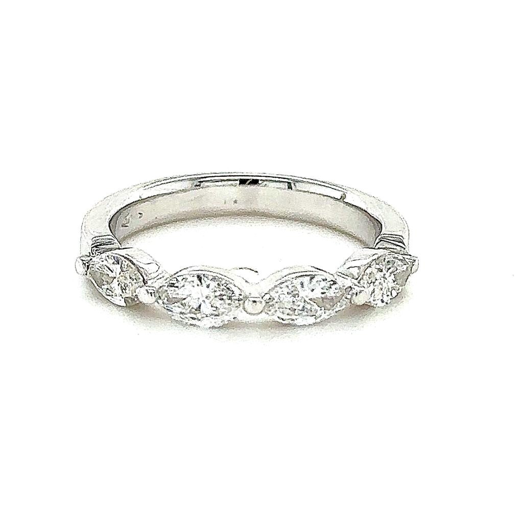 "Bague Marquise en Or Blanc 18Kt avec 4 Diamants Marquise"