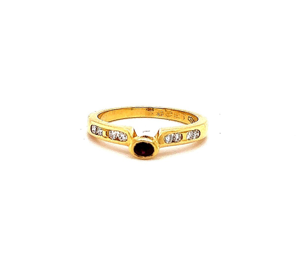 Ring Yellow Gold  With Diamond & Ruby