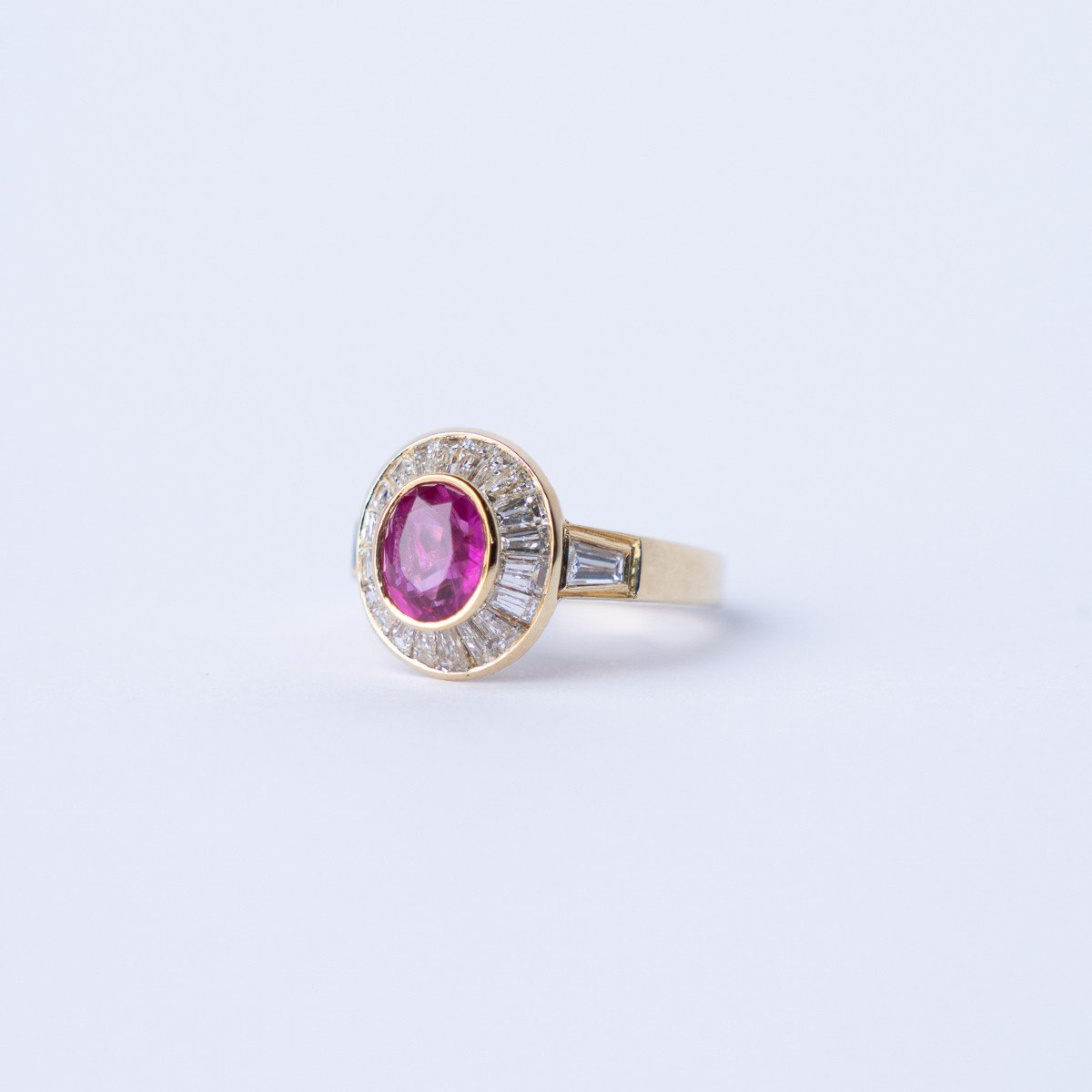 Ruby & Baguette Yellow Gold Ring-photo-3