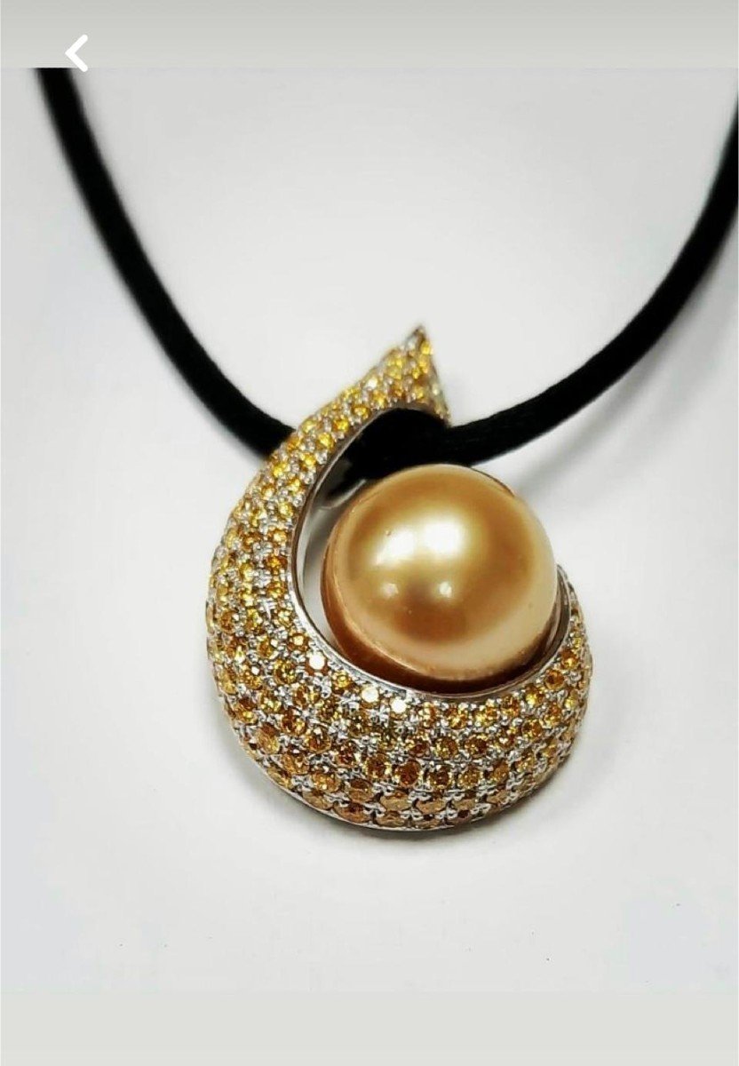 Pendentif Or Blanc 18kt  & Perle de Tahiti 