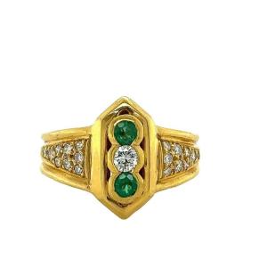 Yellow Gold Diamond & Emerald Ring