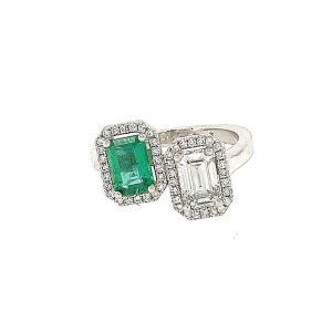 Emerald & Emerald Diamond Ring