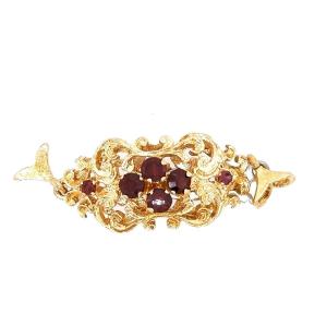 Vintage 18k Yellow Gold Clasp Set With Ruby