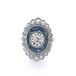 "vintage 18k White Gold Diamond And Sapphire Ring"