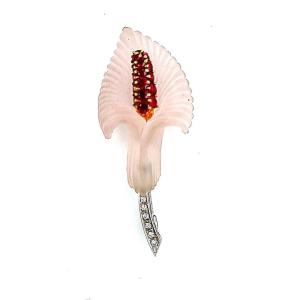 "Broche Cristal de Roche Bicolore avec Diamants, Rubis & Onyx"