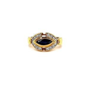 Yellow Gold Diamond & Sapphires Ring