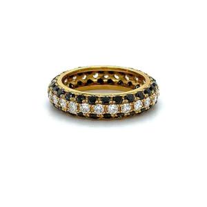 Bague Or Jaune Et  Diamant Blanc & Noir