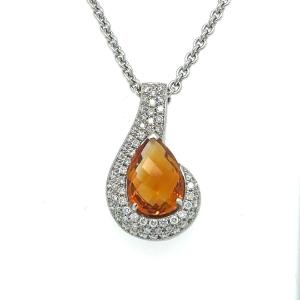 Diamond & Faceted Topaz Pendant