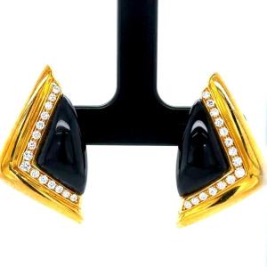 Boucles D’oreilles Diamant & Onyx Noir