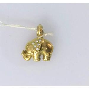 Yellow Gold & Diamond Elephant Pendant