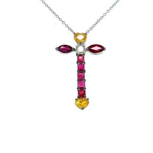 Cross Ruby & Heart Yellow Sapphire