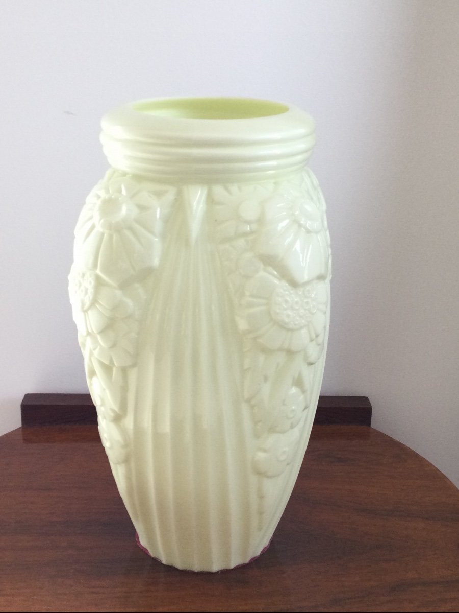Art Deco Molded Opaline Vase 