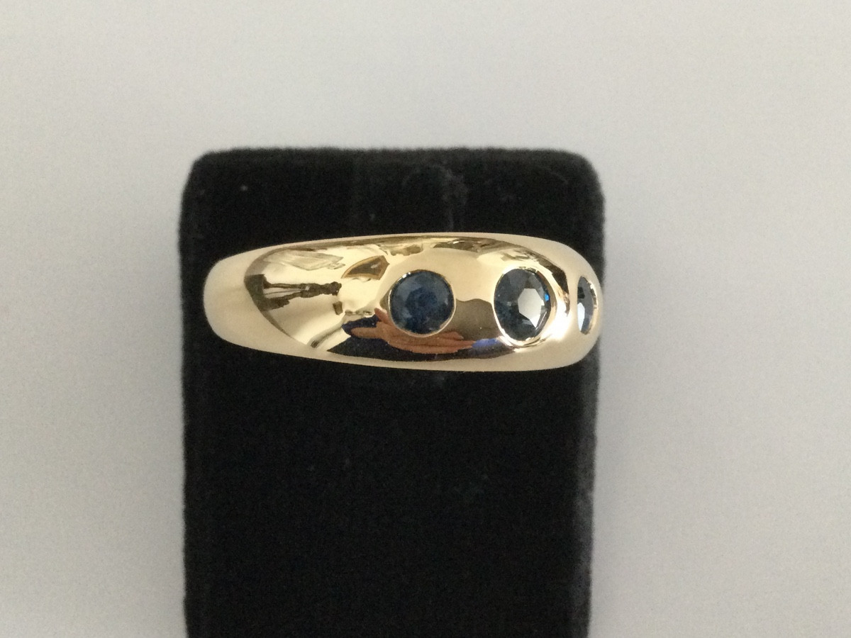 Bague Jonc Or Jaune Et Saphirs Fins-photo-3