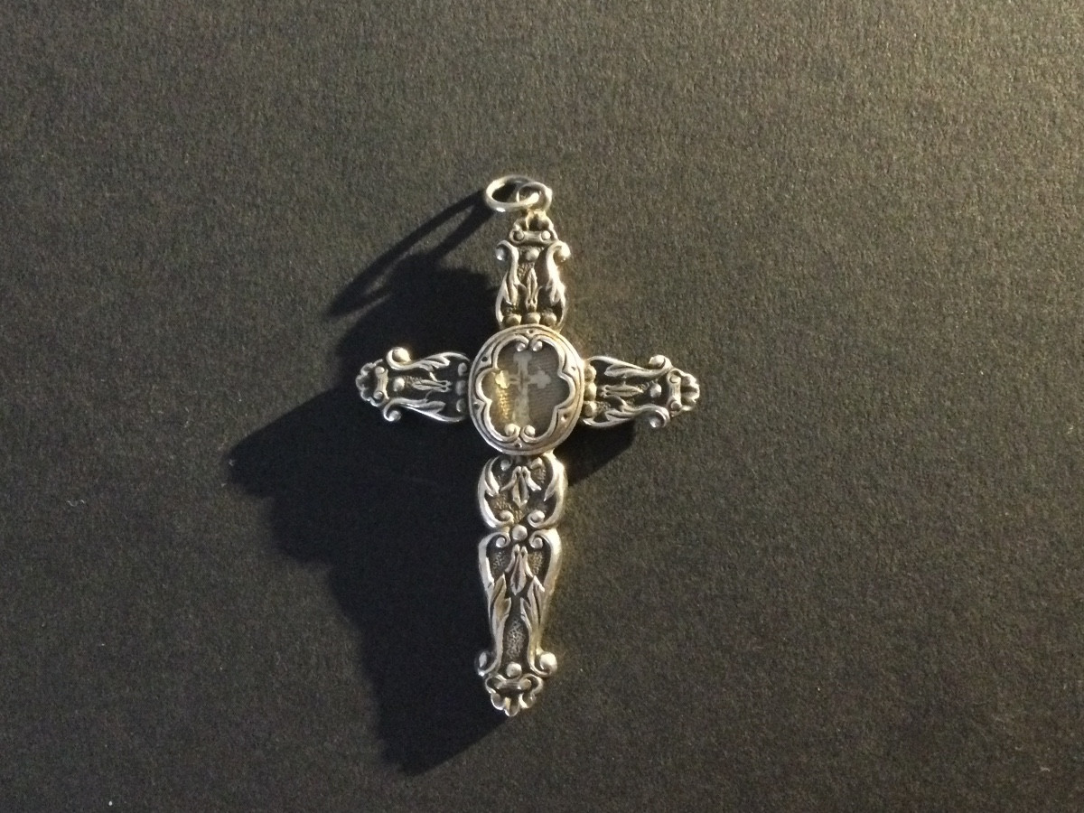 Croix Pectorale Reliquaire Argent -photo-3