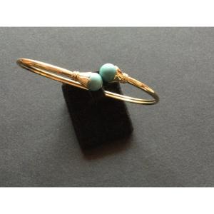 14k Gold And Turquoise Bangle Bracelet