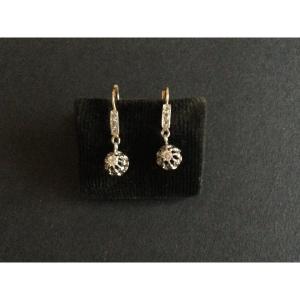 Boucles D’oreilles Dormeuses Or Et  Diamants XlX