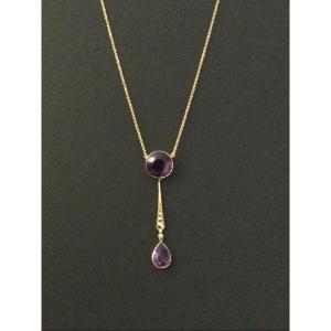 Nap Lll Rose Gold Pendant Necklace With Amethysts