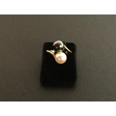 Pearl Ring You And Me Yellow Gold
