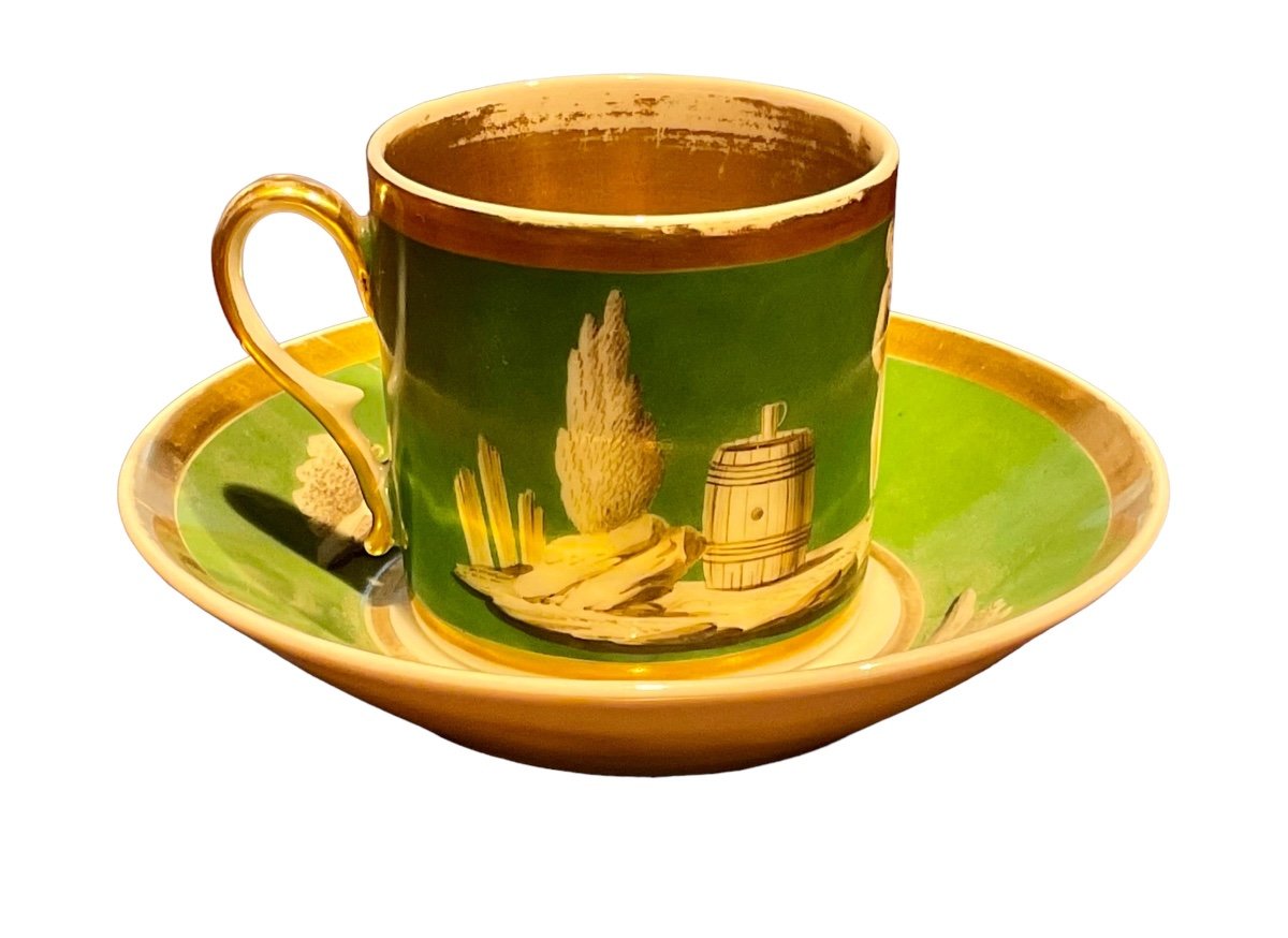 Litron Cup And Its Saucer With Breughelian Representations-photo-3