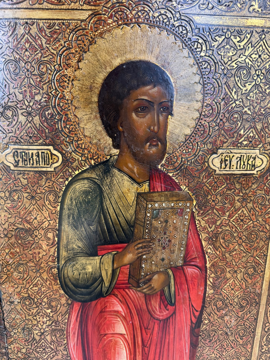 Icône Russe monumentale  avec l’apôtre Jakobus et l’évangéliste Lukas-photo-3