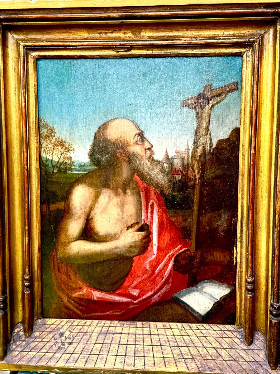 Huile sur panneau représentant Saint Gérôme 