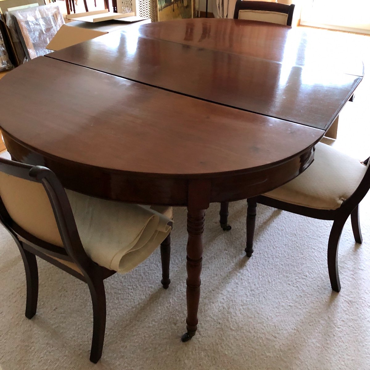 Oval Mahogany Table And 5 Extensions-photo-3