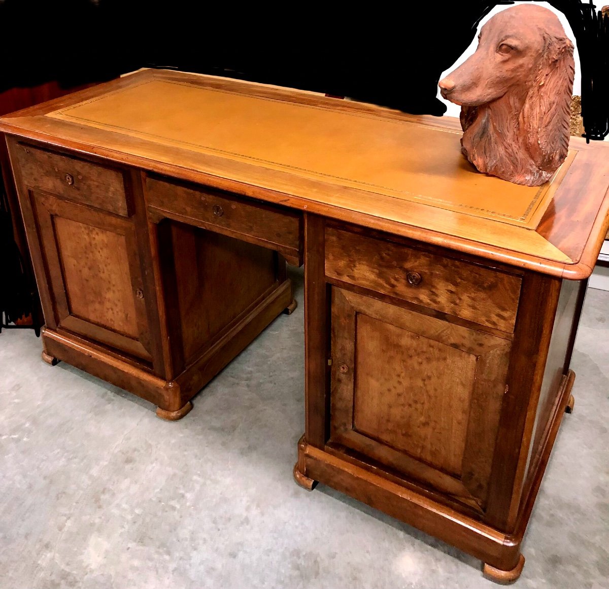 Speckled Mahogany Coffered Desk