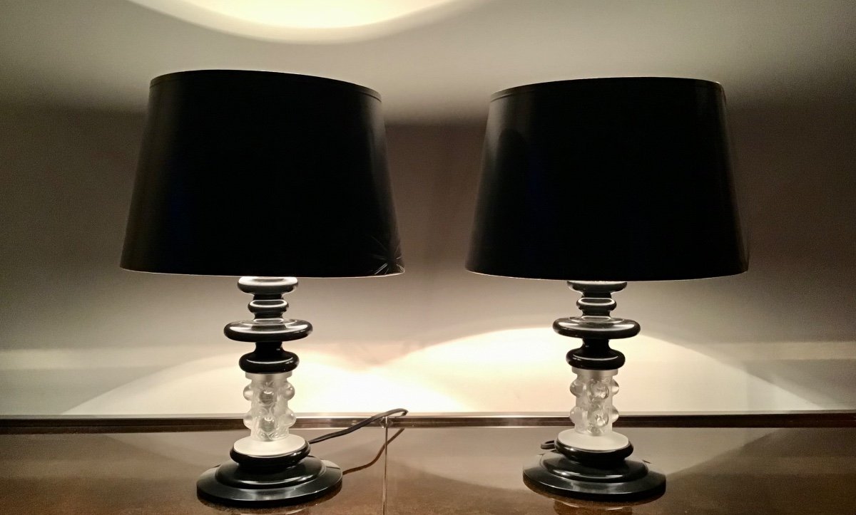 Pair Of Lalique Lamps