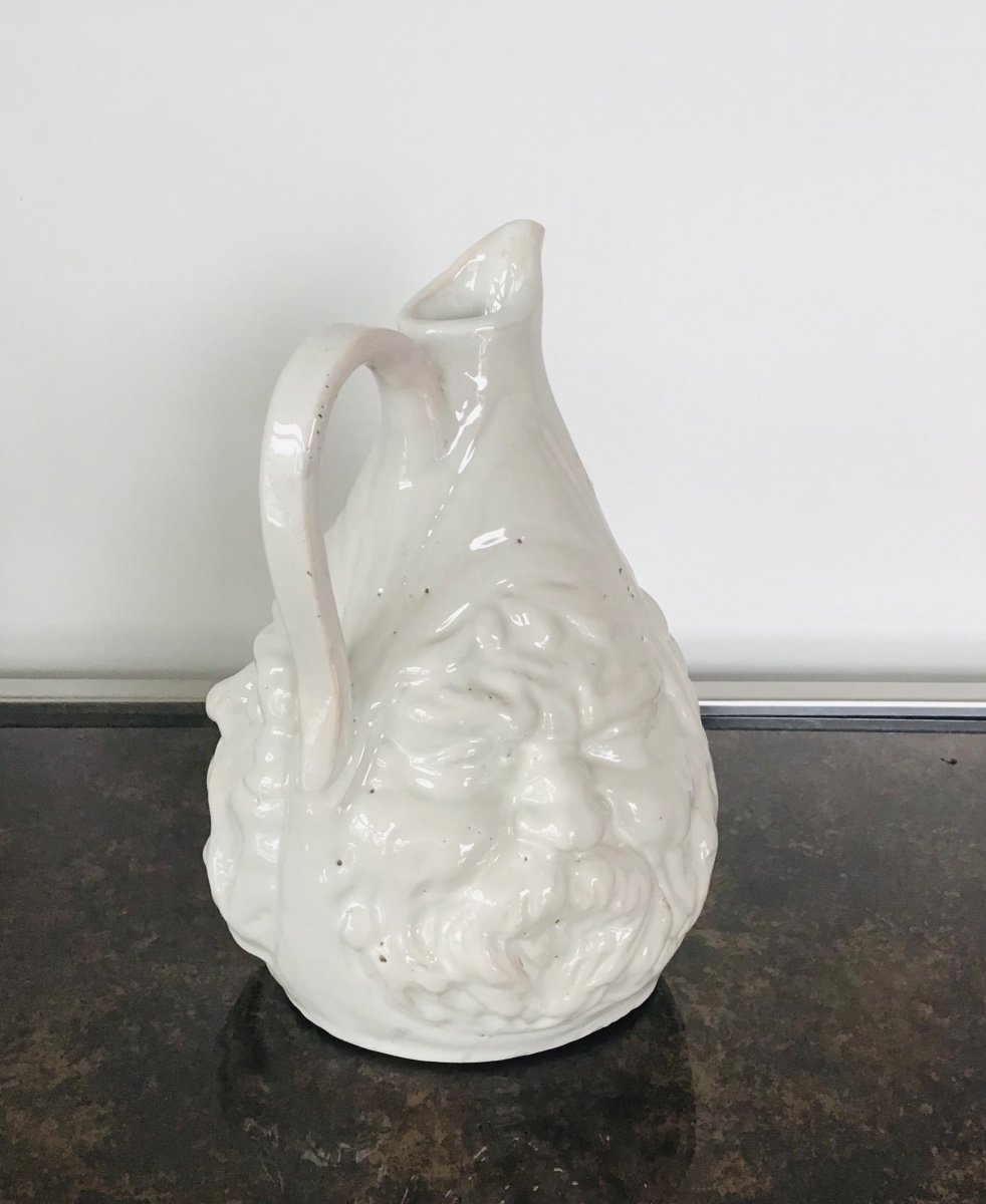 White Ceramic Pitcher With 3 Malicorne Faces?-photo-1
