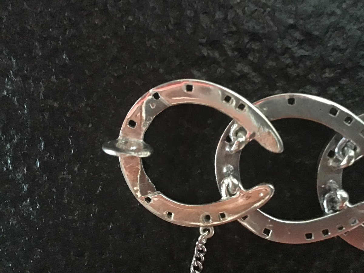 Vintage Silver Horseshoe Pattern Bracelet.-photo-2