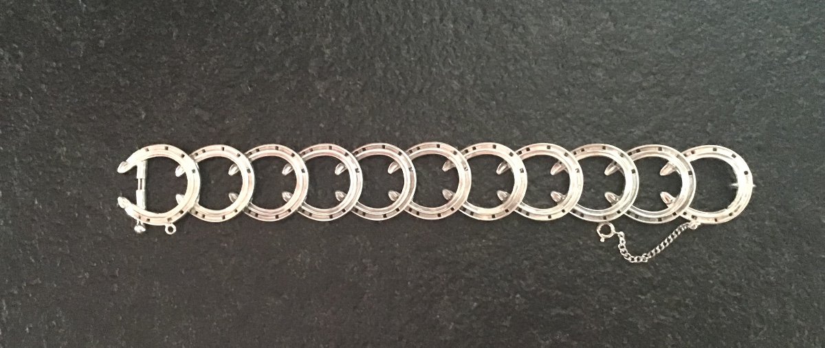 Vintage Silver Horseshoe Pattern Bracelet.
