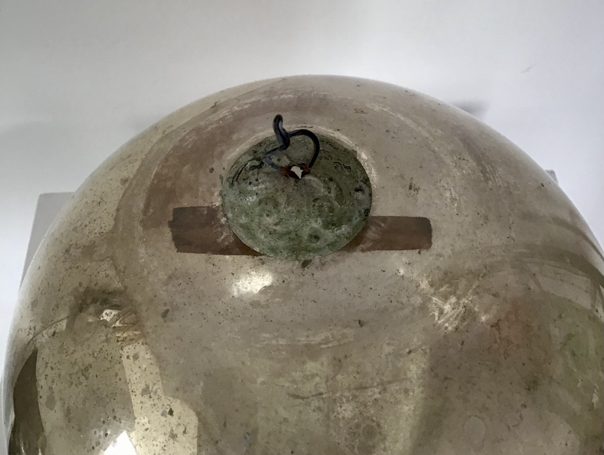 Grande boule de pardon ancienne en verre églomisé-photo-3