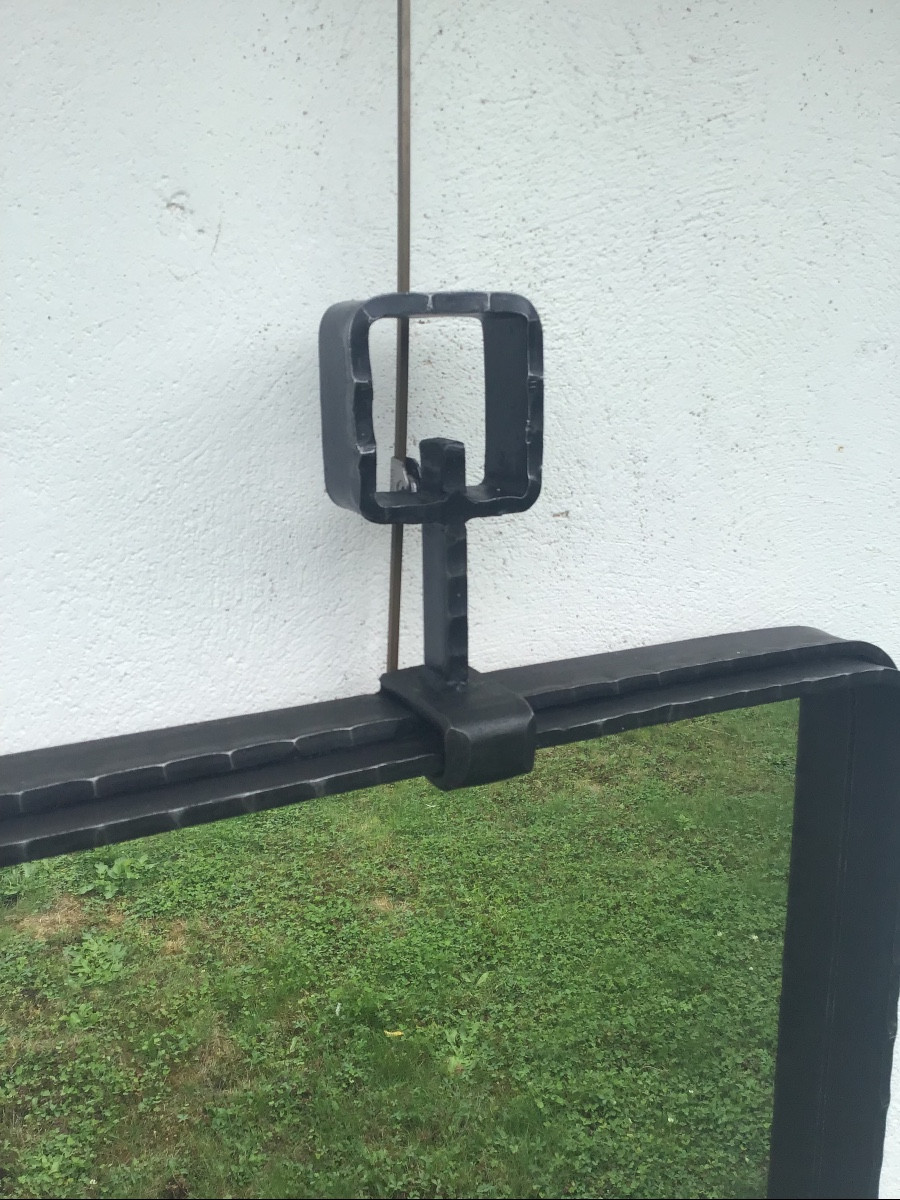 Large Brutalist Wrought Iron Mirror Circa 1960/70-photo-4