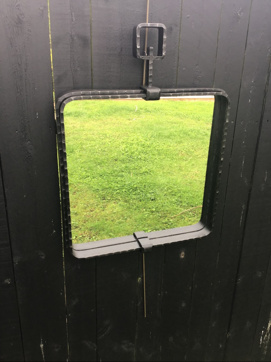 Large Brutalist Wrought Iron Mirror Circa 1960/70-photo-2