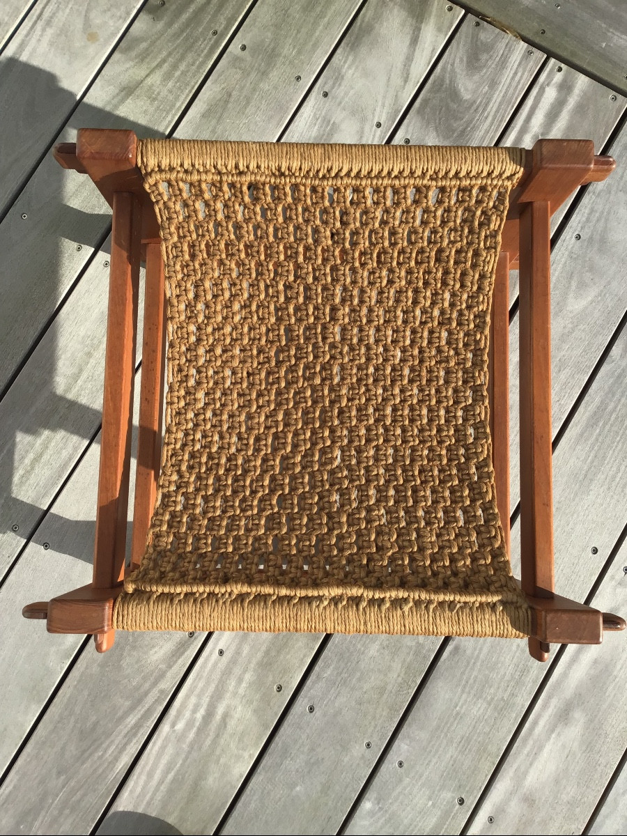 Brazilian Stool In Teak And Rope-photo-3