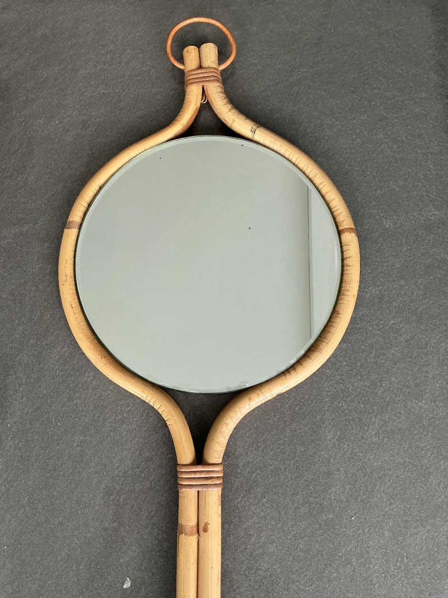 Rattan Mirror Attributed To Louis Sognot-photo-2