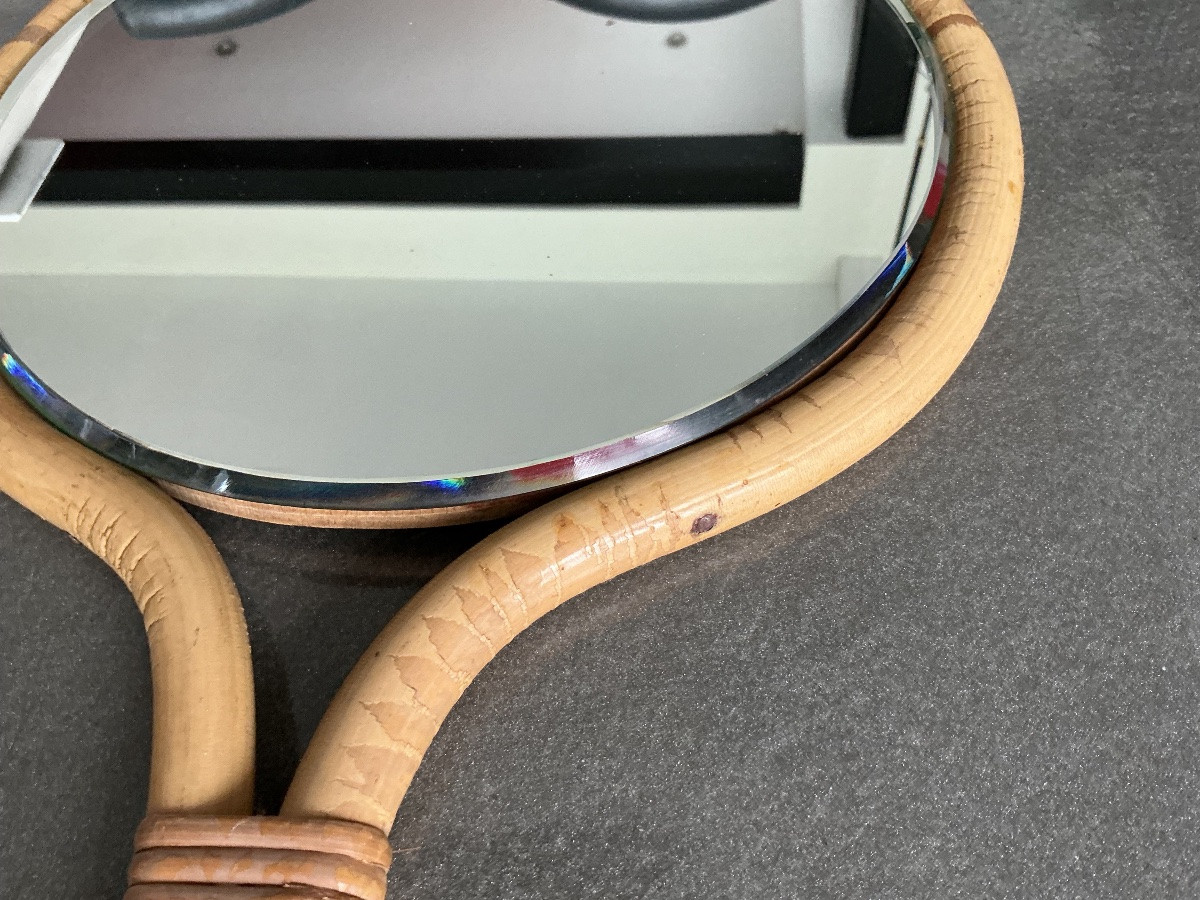 Rattan Mirror Attributed To Louis Sognot-photo-3