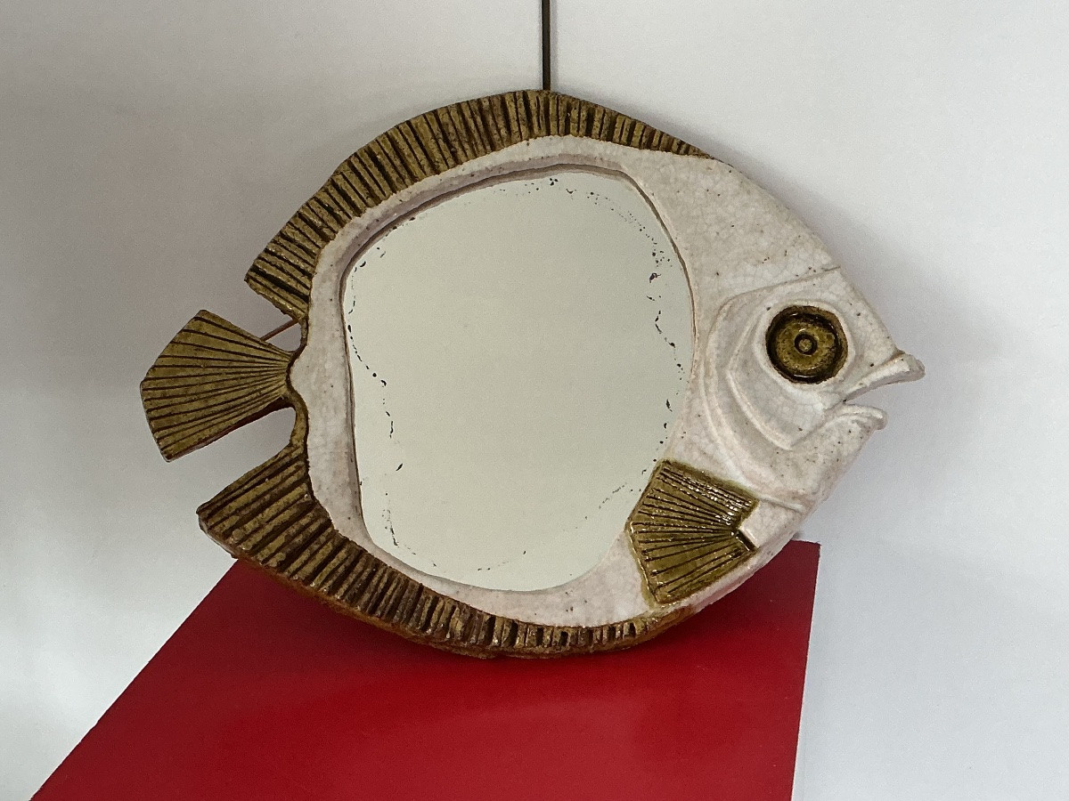 Ceramic Fish Mirror From The 60s/70s-photo-2