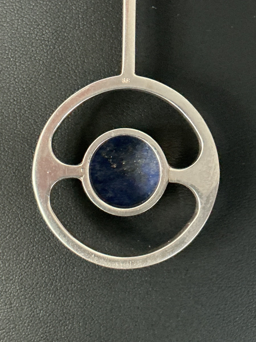 Vintage Choker Necklace In Silver And Lapis Lazuli-photo-2