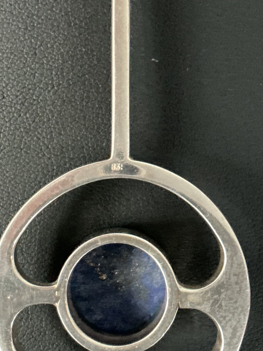 Vintage Choker Necklace In Silver And Lapis Lazuli-photo-3