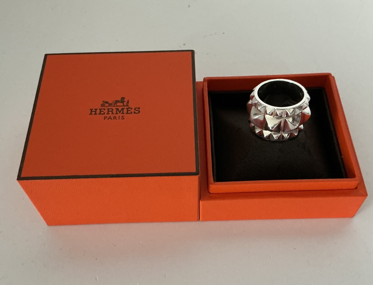 Bague HERMES en argent Espionne 